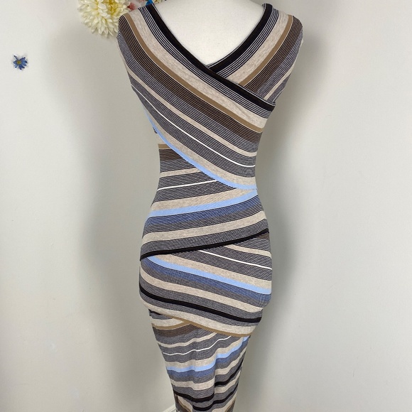 ANTHROPOLOGIE Body Con Bandage Striped Stretch Dress Size XS/Small - Picture 9 of 9